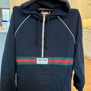 Gucci Black Hoodie with Gold Zipper – Size M